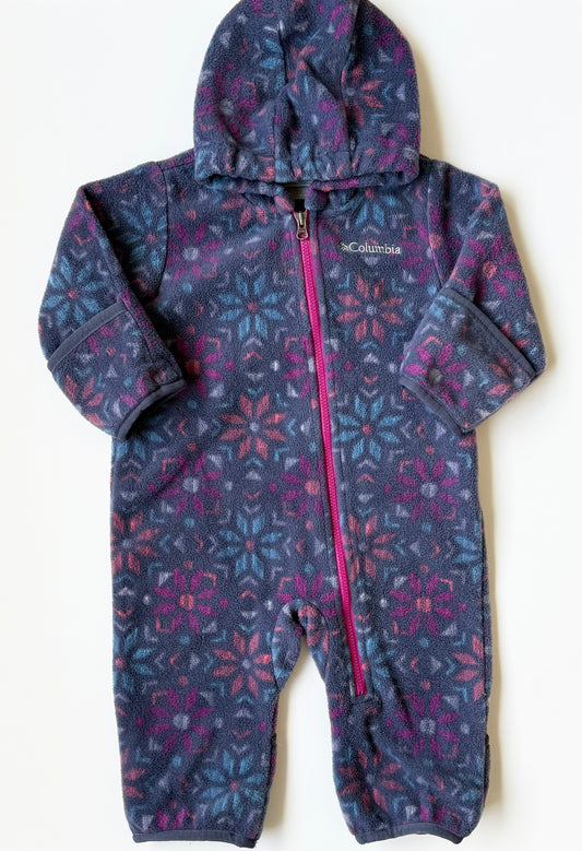 Columbia Dark Blue & Geometric Floral Fleece Bunting Suit (3-6 Months)