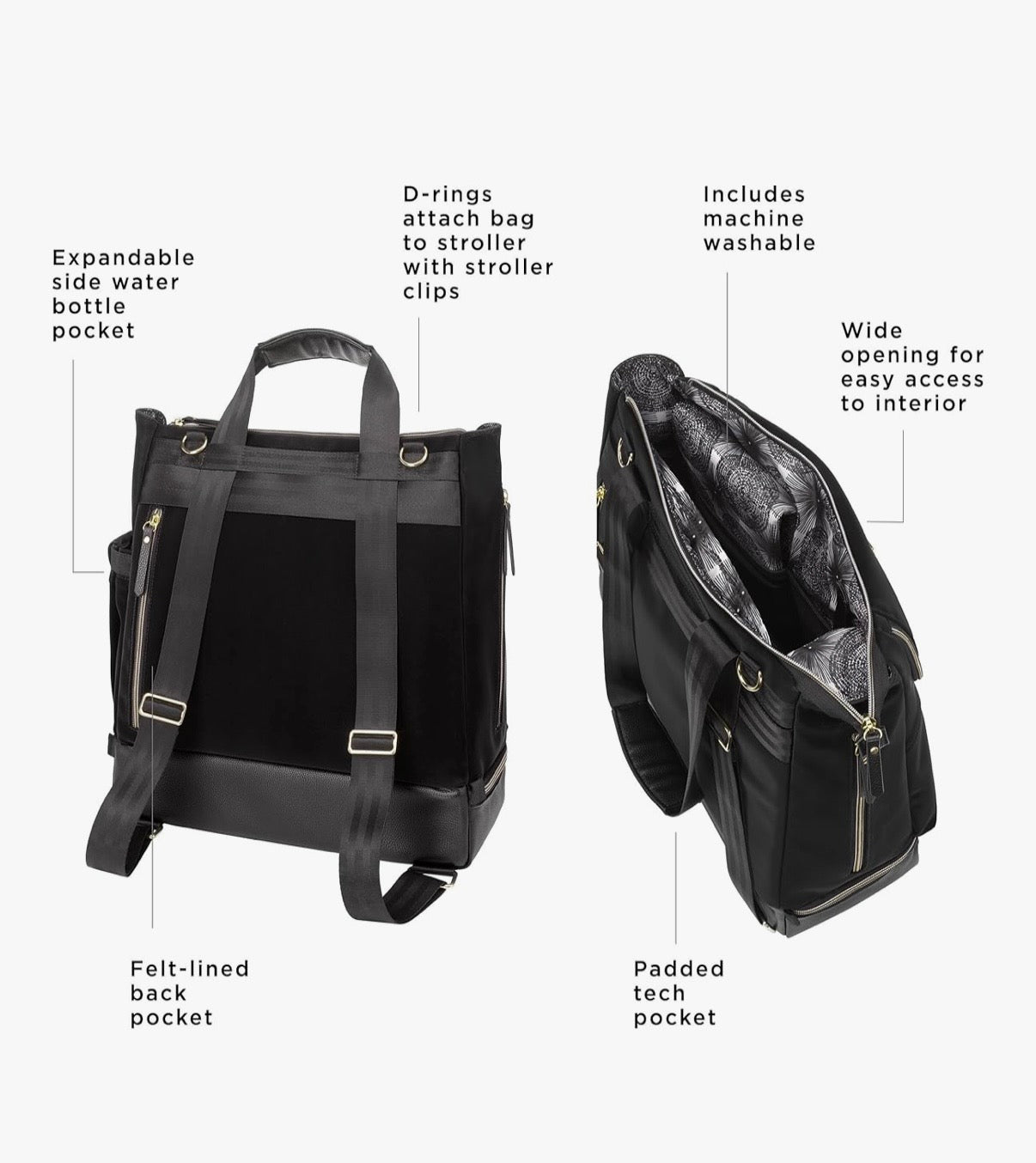 Petunia Pickle Bottom Pivot Backpack Diaper Bag in Twilight Black