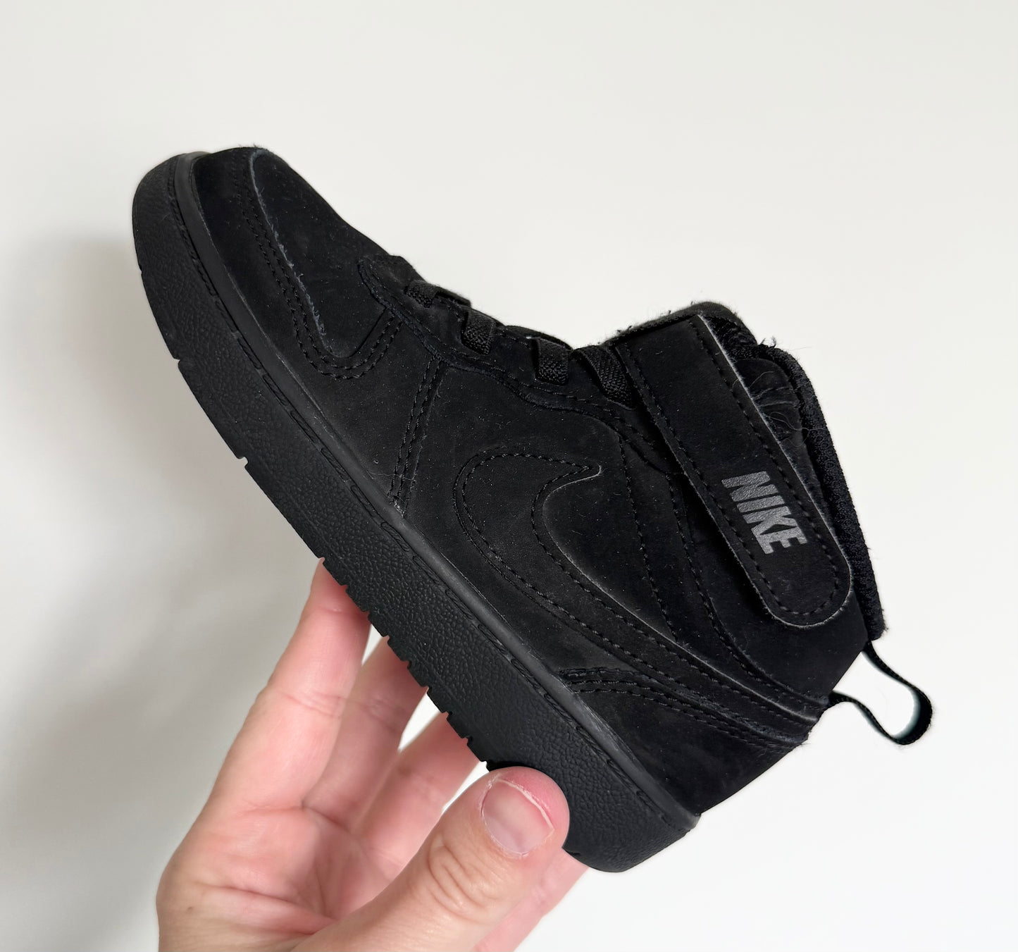 Nike Court Borough Mid 2 Solid Black Stretch Lace & Velcro Sneakers (9)