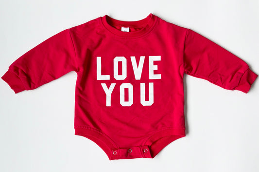Red “Love You” Sweater Bubble Romper (2-3 Years)