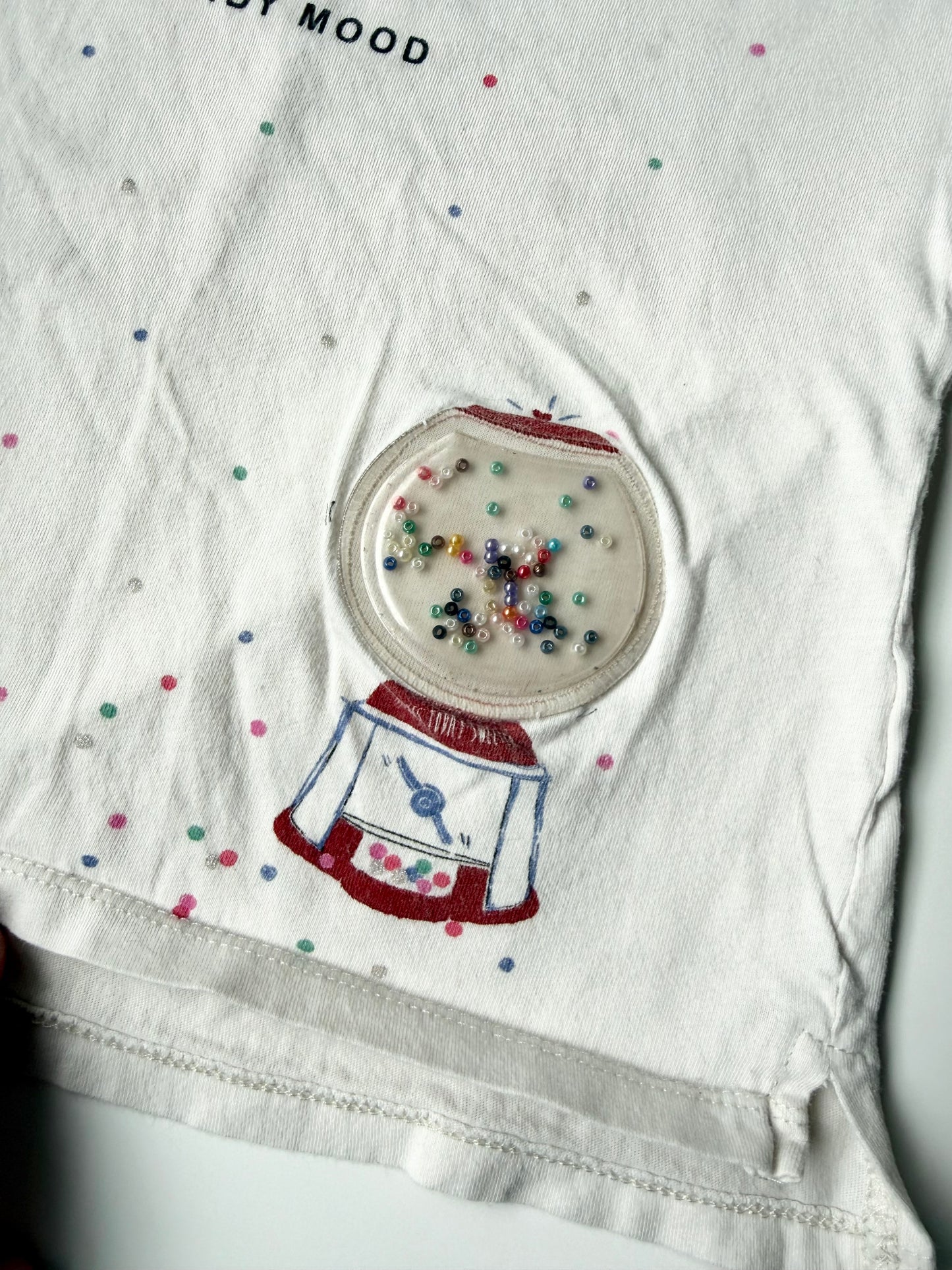 Zara White Confetti “Candy Mood” 3D Gum- Ball Machine T-Shirt (2/3 Years)
