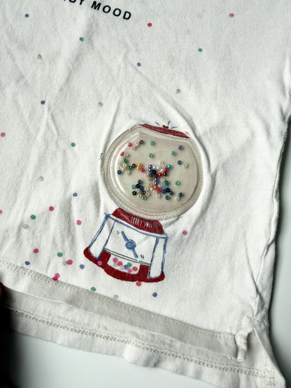 Zara White Confetti “Candy Mood” 3D Gum- Ball Machine T-Shirt (2/3 Years)