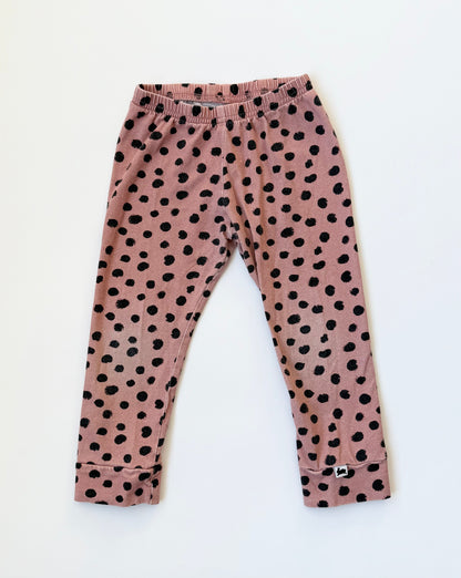 Little & Lively Pink & Black Polkadot Leggings (3T)