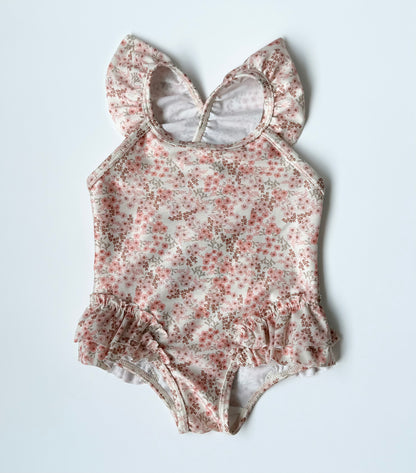 H&M Pink Dainty Floral Ruffle One Piece Swimsuit - New (2-6 Months)