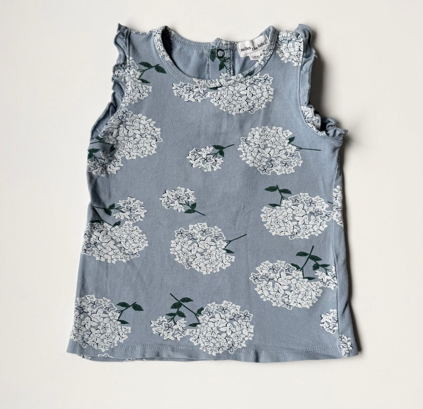 Miles the Label Blue & White Flowers Sleeveless Top (24 Months)