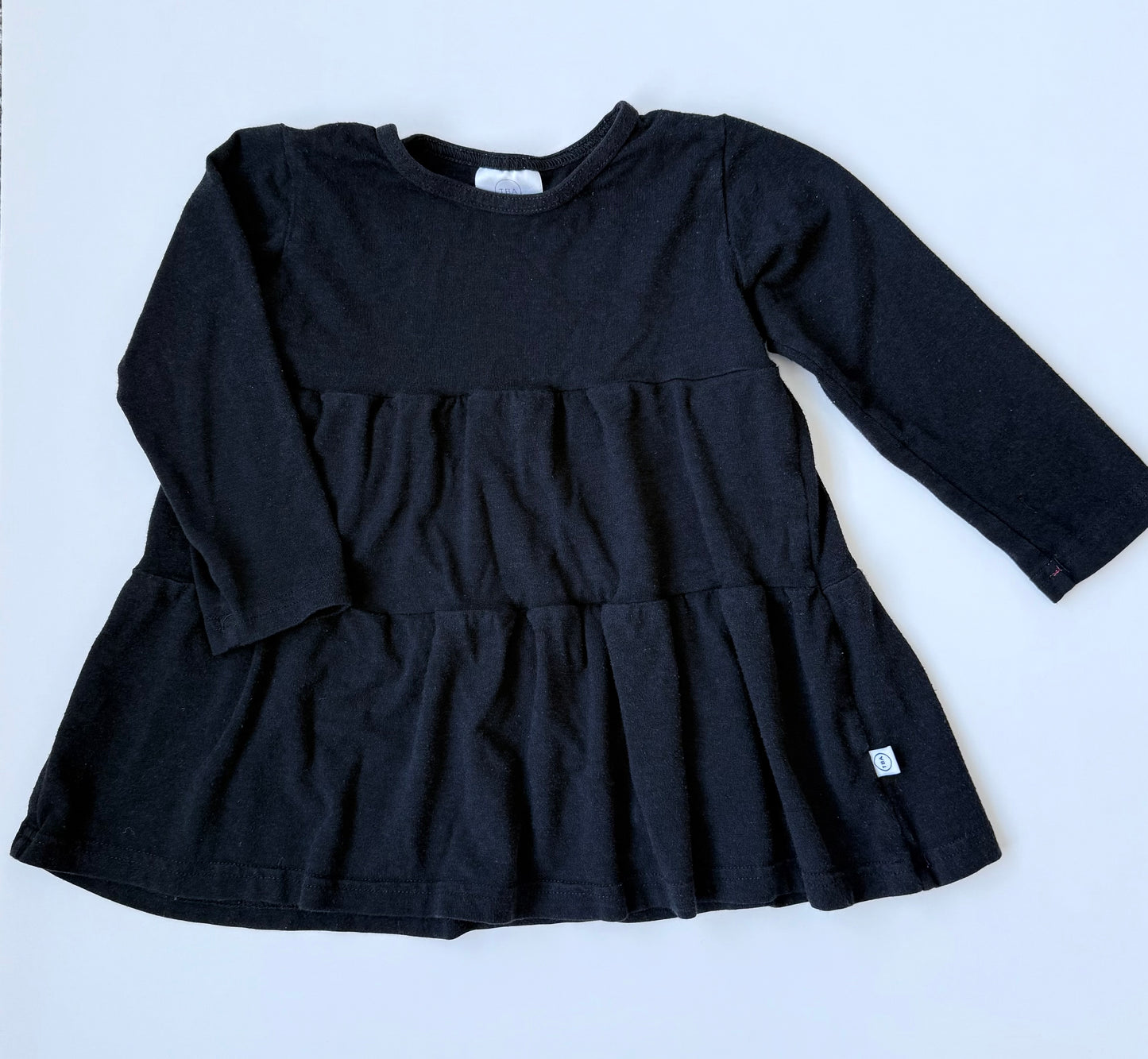 Tiny Button Apparel Black Tiered Peplum Long Sleeve (2/3T)