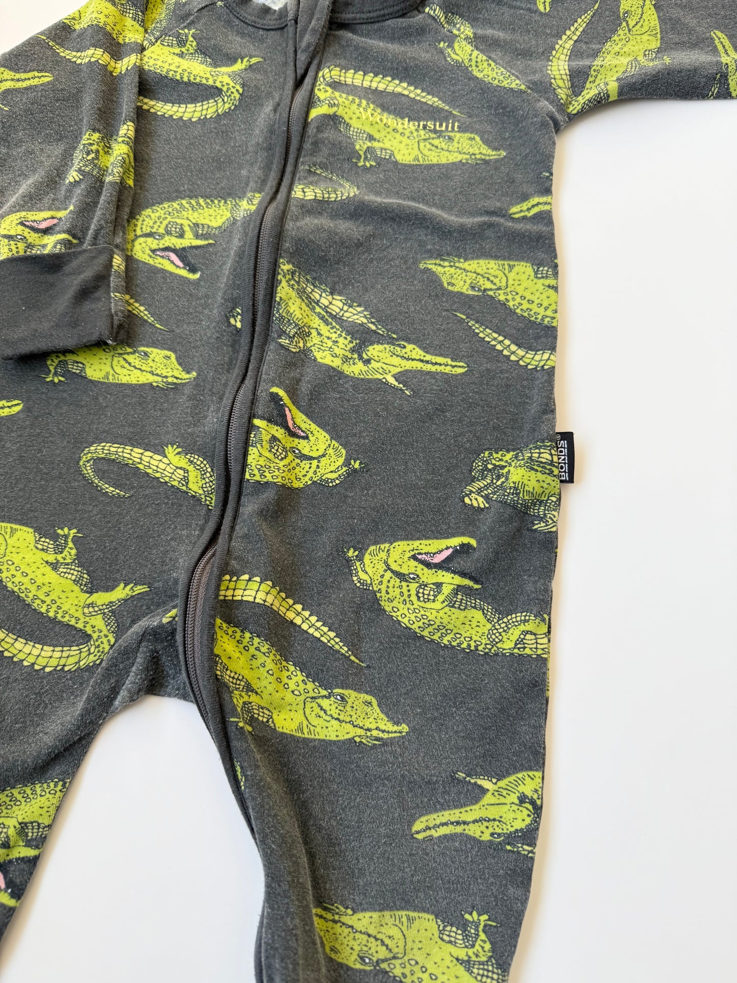 Bonds Wondersuit Black Alligators Sleeper Romper (6-12 Months)