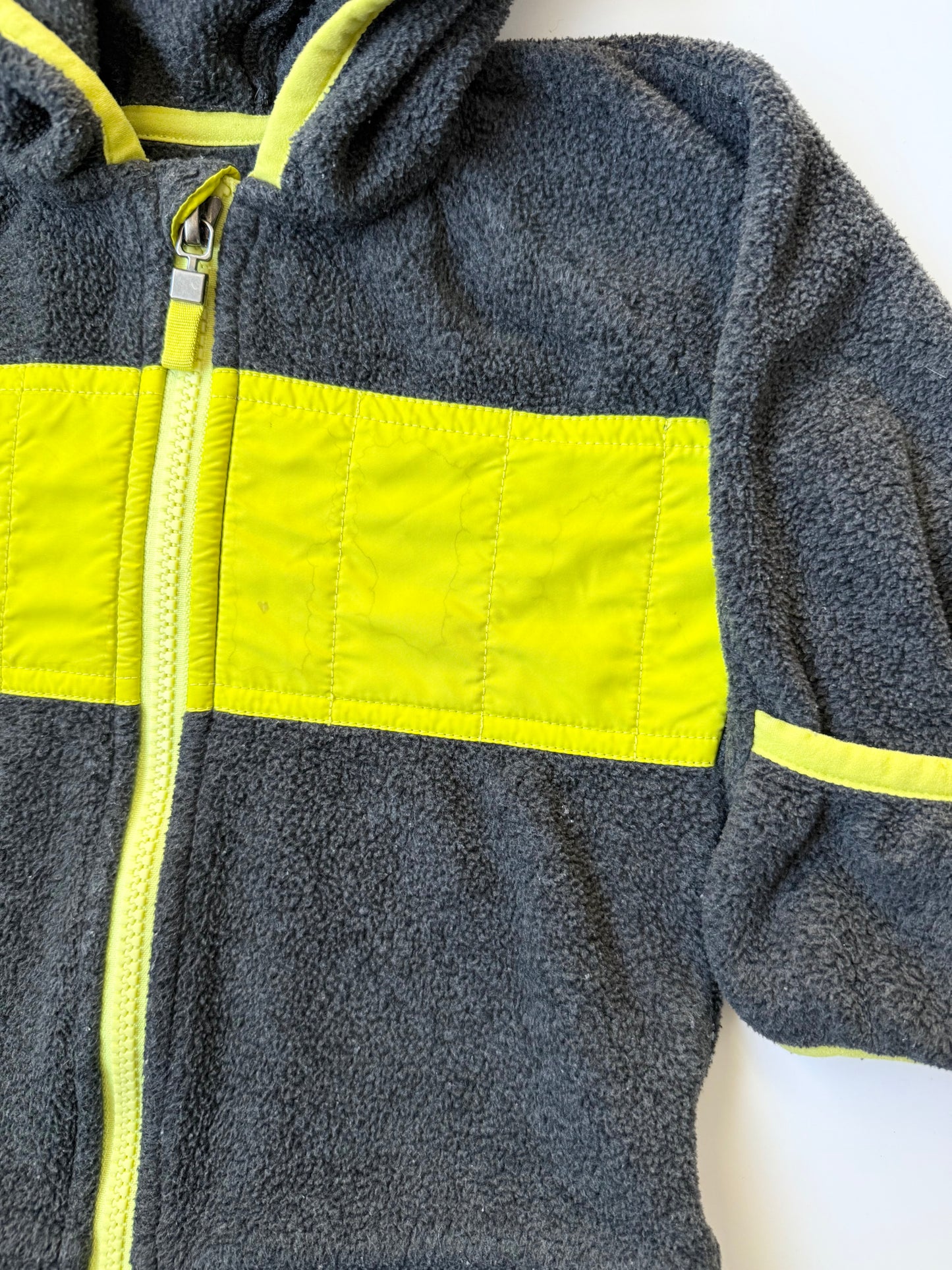 MEC Grey & Neon Fleece Hooded Zip Up (12 Months)