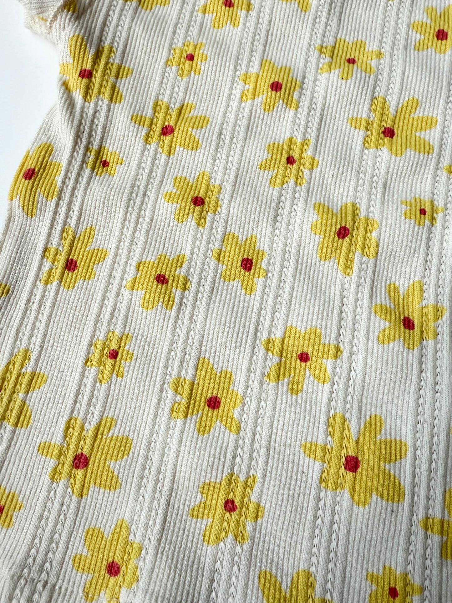 Zara Yellow Ribbed Flowers T-Shirt (12-18 Months)