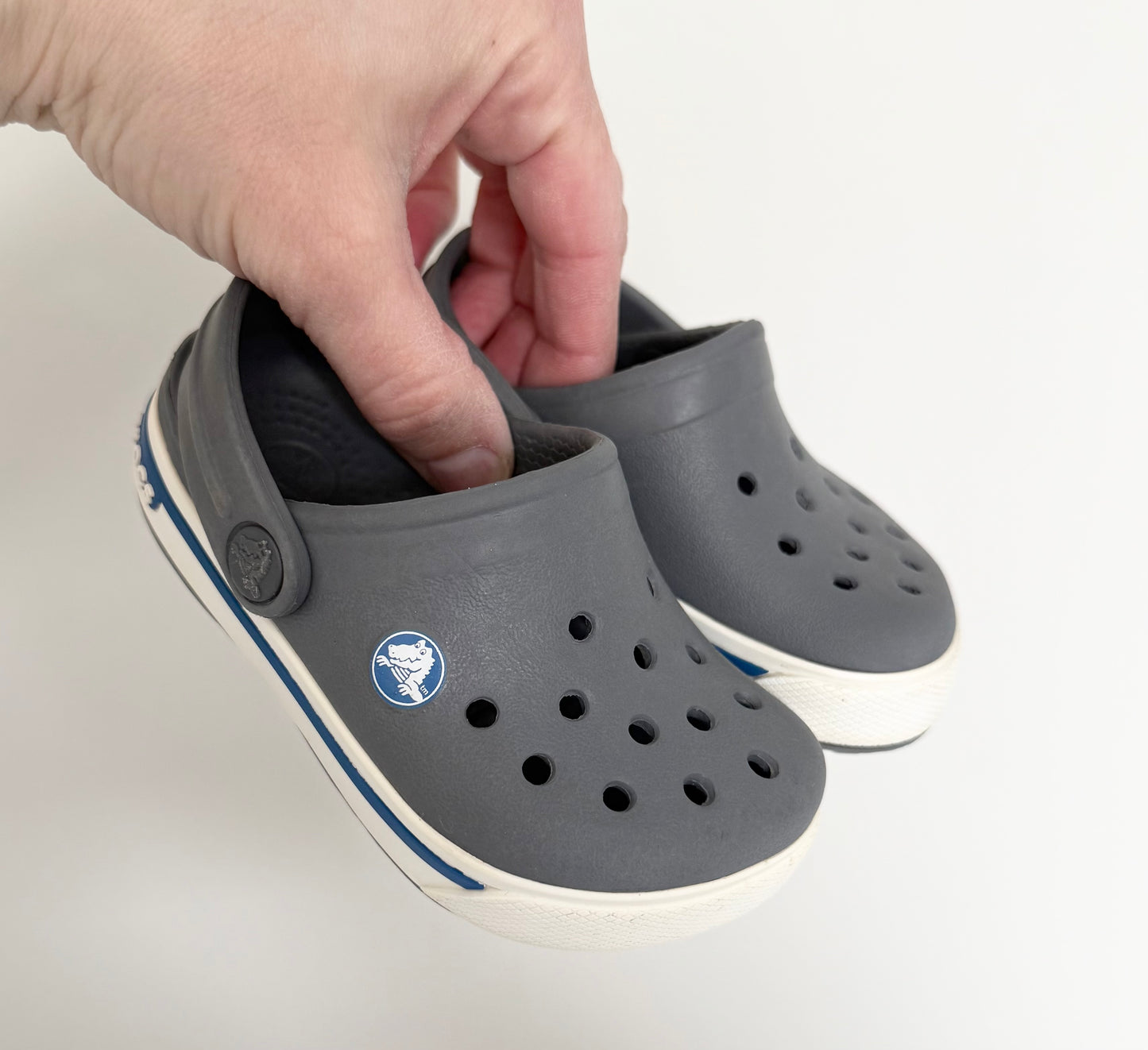 Crocs Grey Crocband Clog Slip Ons (4/5)