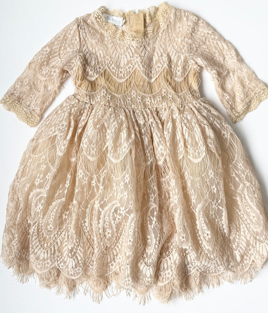 Trish Scully Heirloom Bella Rafaela Champagne Lace Dress (3T)