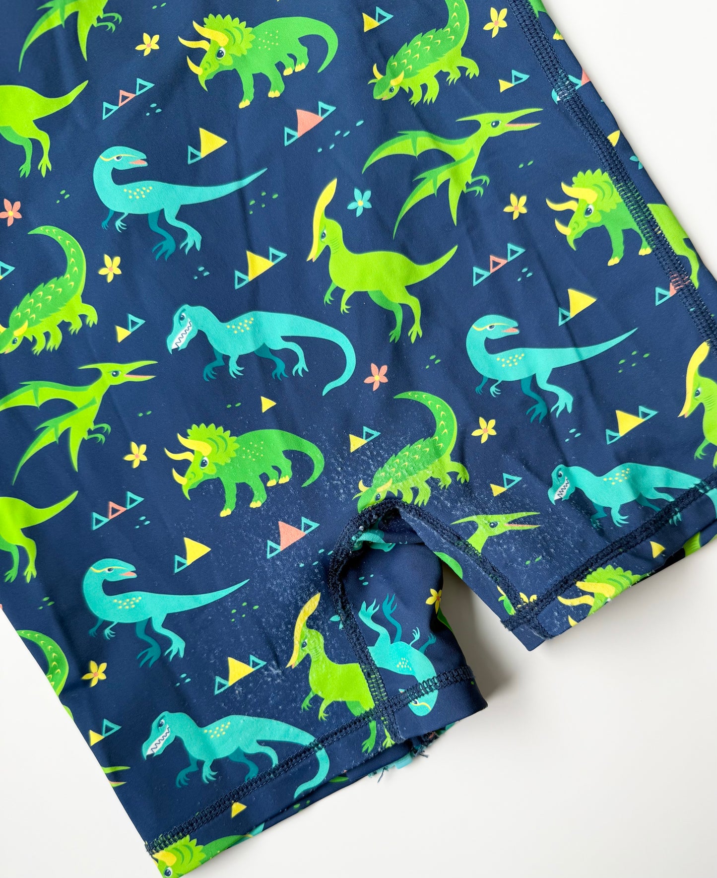 Jan & Jul Blue & Green Dinosaurs Long Sleeve & Shorts Rashguard One Piece Swimsuit (2T)