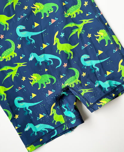 Jan & Jul Blue & Green Dinosaurs Long Sleeve & Shorts Rashguard One Piece Swimsuit (2T)