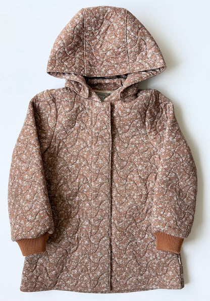 Wheat Thermo Quilted Hooded Fall Jacket Lulu in Tan Dainty Floral (5 Years)