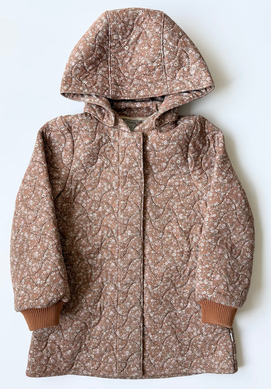 Wheat Thermo Quilted Hooded Fall Jacket Lulu in Tan Dainty Floral (5 Years)
