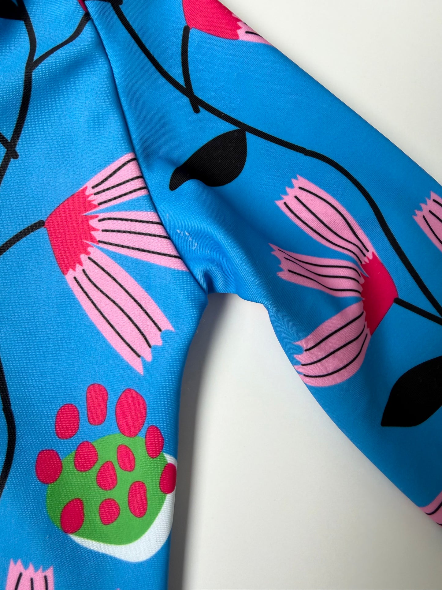 Birdz Blue & Pink Flowers Long Sleeve One Piece Swimsuit (12 Months)