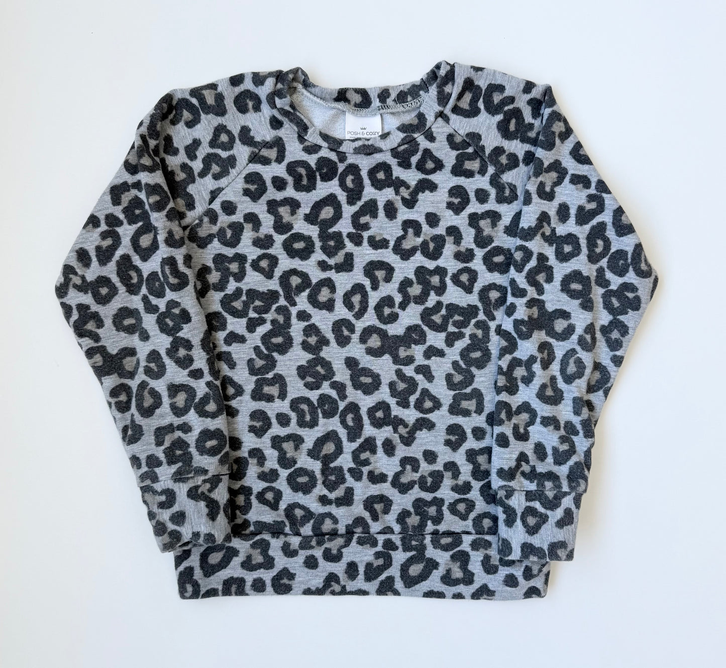 Posh & Cozy Grey Cheetah Pullover (3T)