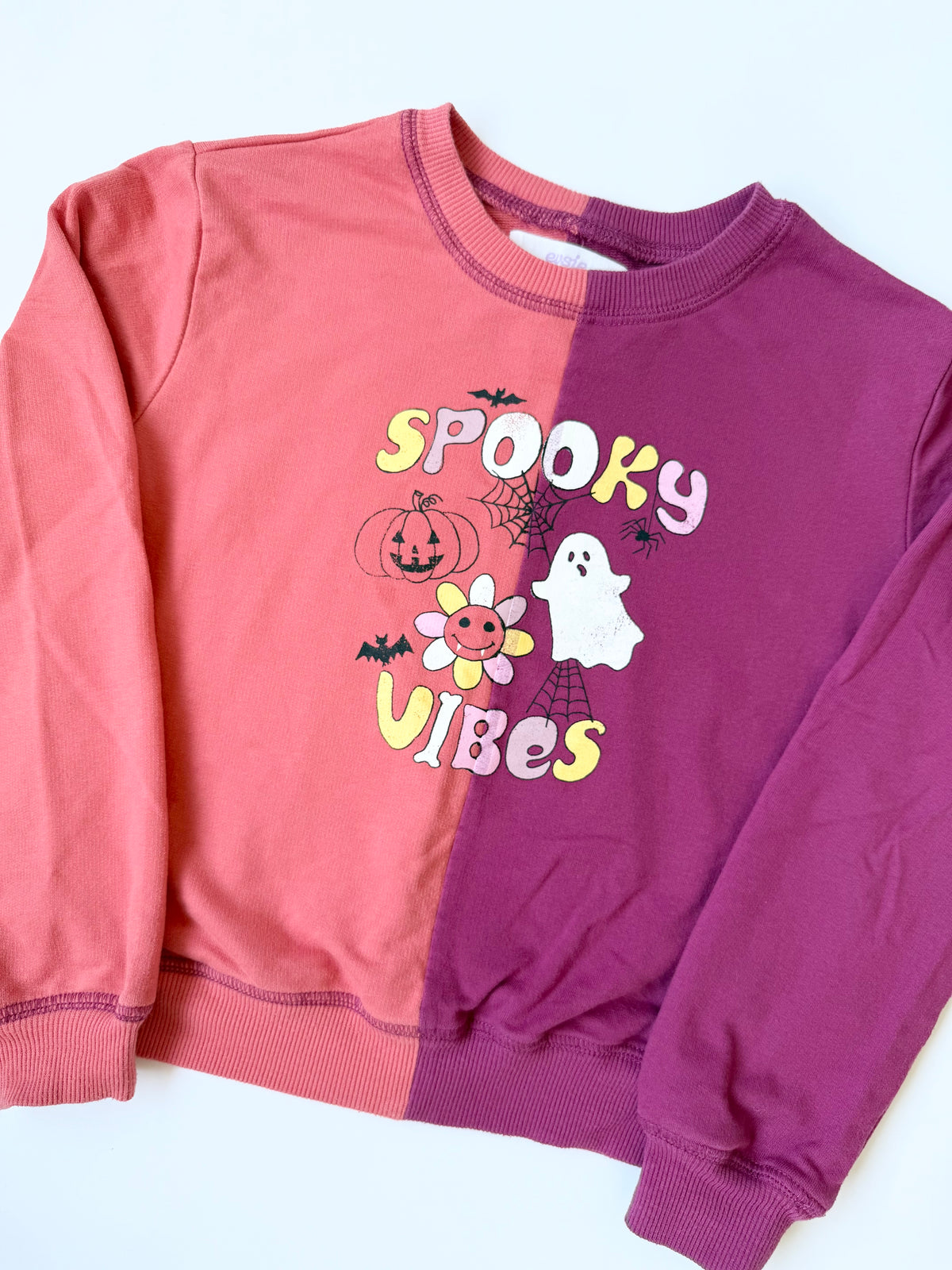 Evsie Orange & Maroon Halloween “Spooky Vibes” Sweater (5/6 Years)