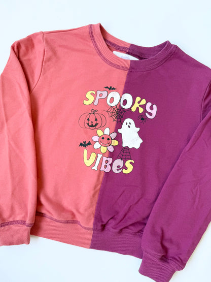Evsie Orange & Maroon Halloween “Spooky Vibes” Sweater (5/6 Years)
