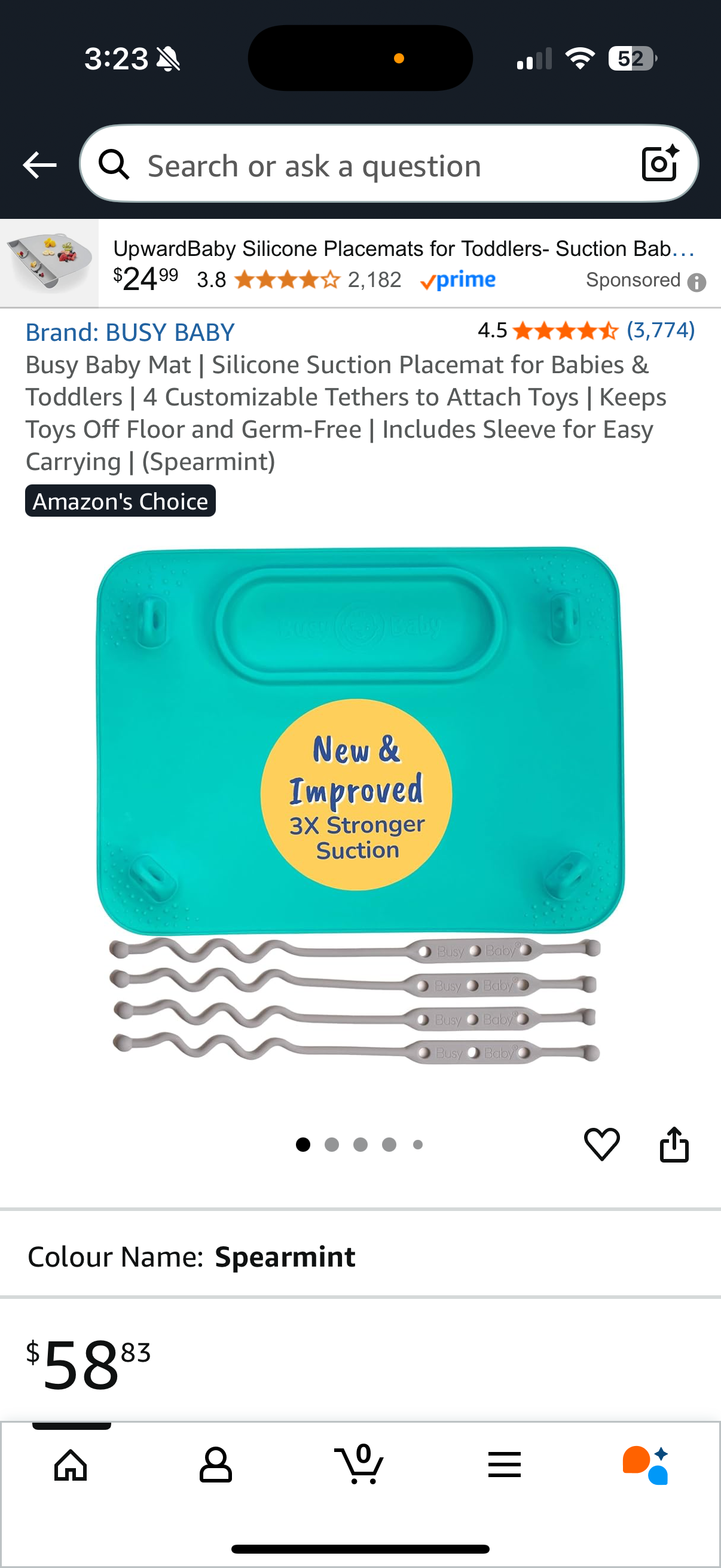 Busy Baby Placemat & Tether System in Spearmint - New