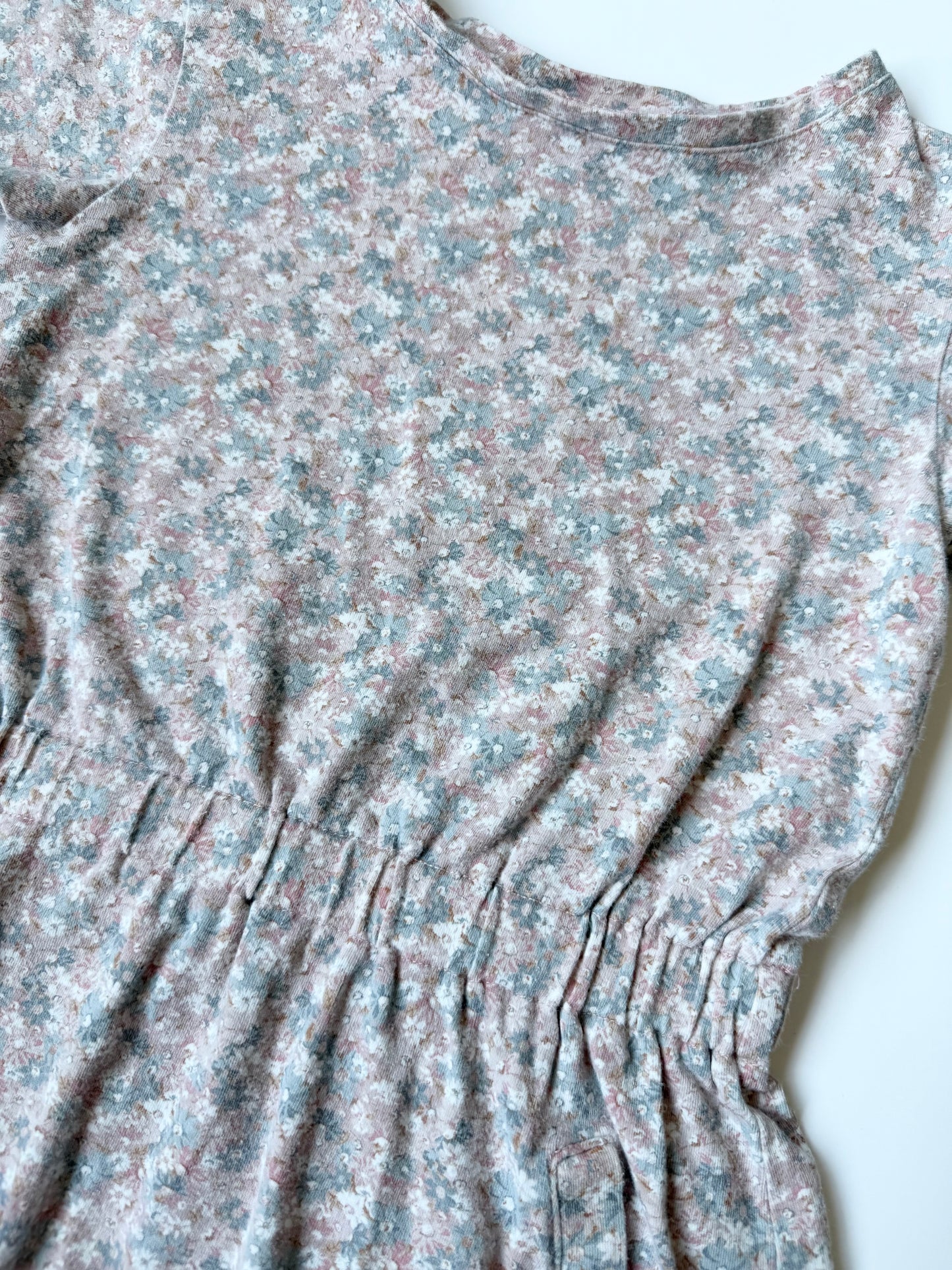 Wheat Light Pink & Blue Dainty Flowers Short Sleeve Dress (4 Years)