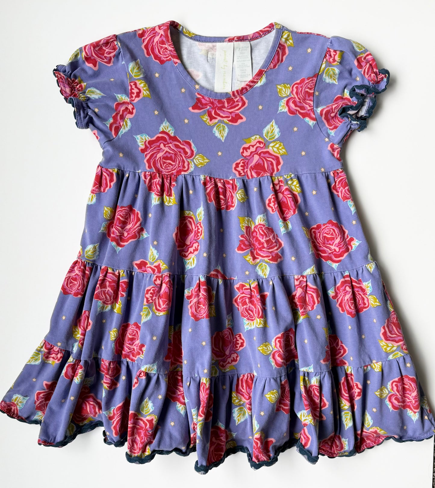 Matilda Jane Purple & Red Flowers Short Sleeve Tiered Dress (4T)