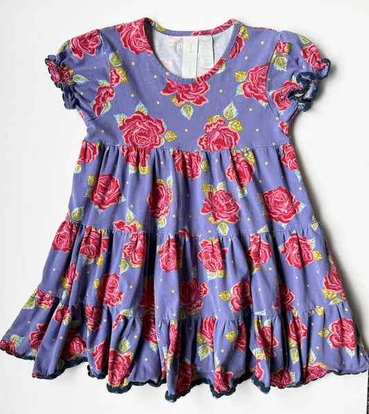 Matilda Jane Purple & Red Flowers Short Sleeve Tiered Dress (4T)