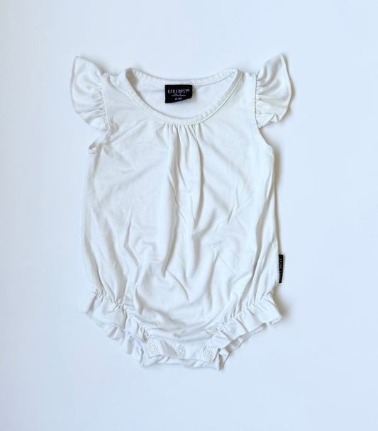 Little Bipsy White Short Sleeve Ruffle Bodysuit (6-9 Months)
