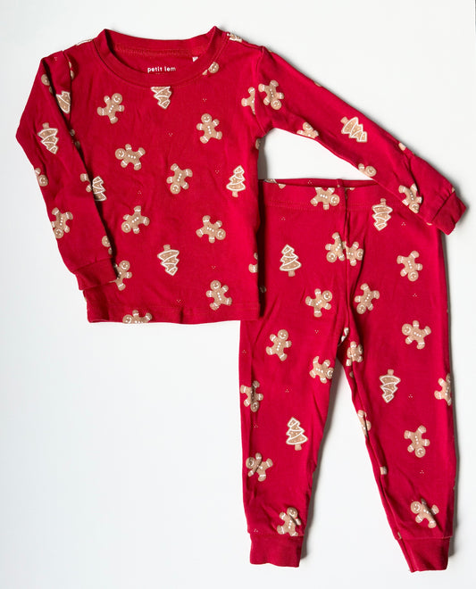 Petit Lem Red Gingerbread Men Two Piece PJ Set (18 Months)