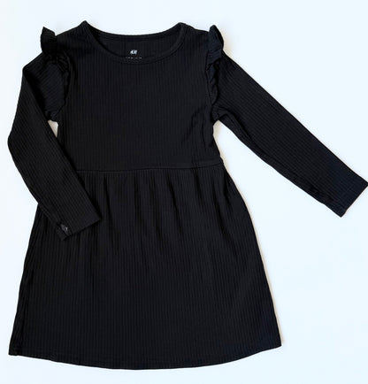 H&M Black Ribbed Long Sleeve Dress (18-24 Months)