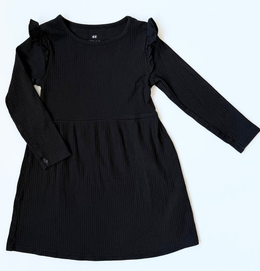 H&M Black Ribbed Long Sleeve Dress (18-24 Months)