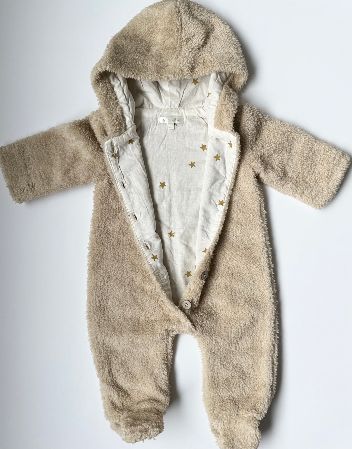Rylee & Cru Tan Fuzzy Bunting Suit (0-3 Months)