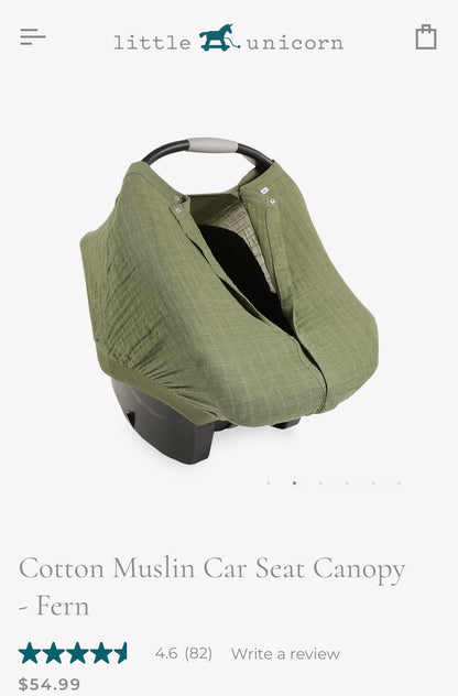 Little Unicorn Tropical Leaves Muslin Car Seat Canopy