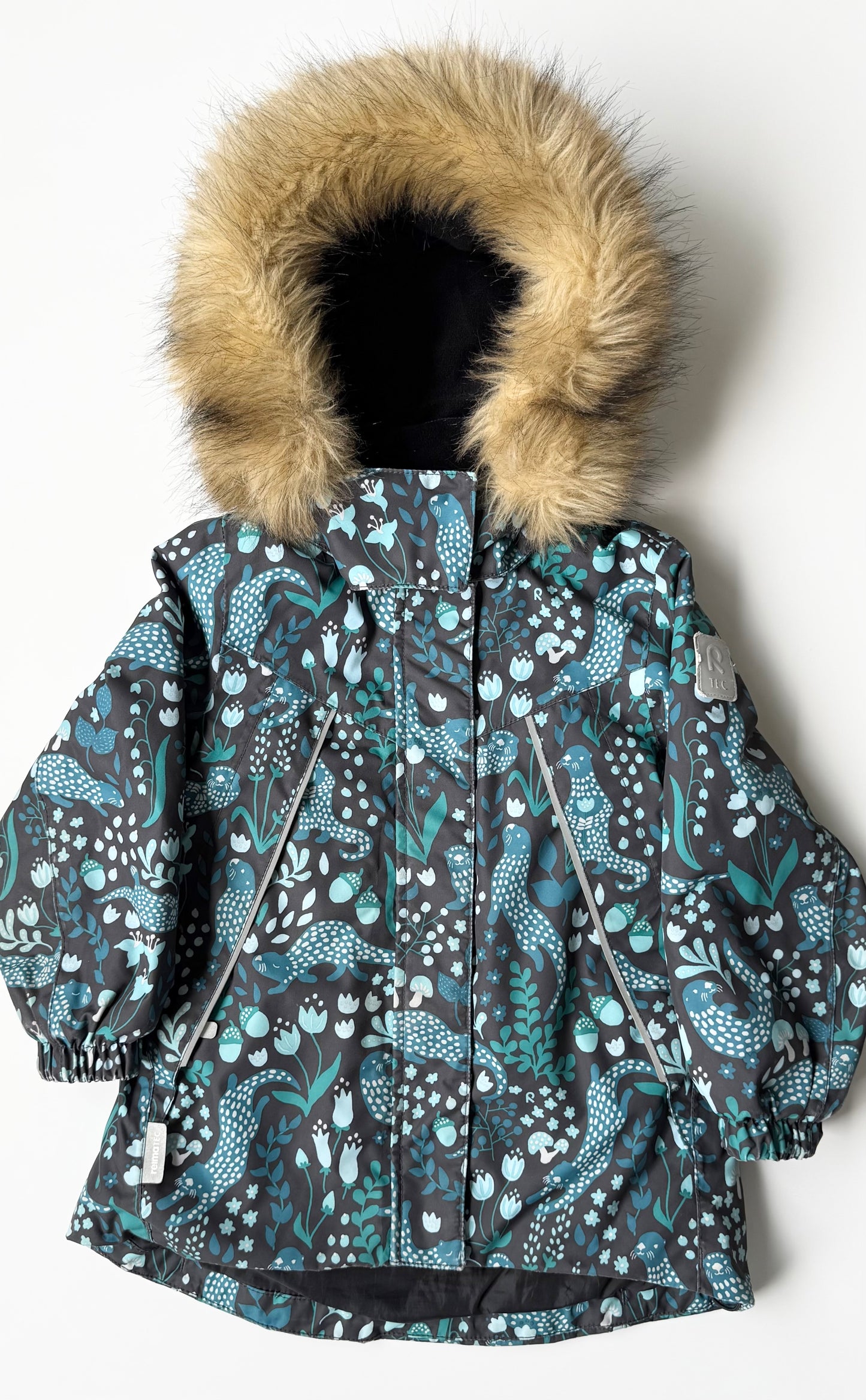 Reima Black & Blue Otters Fur Trimed Muhvi Reimatec Winter Jacket (3T)