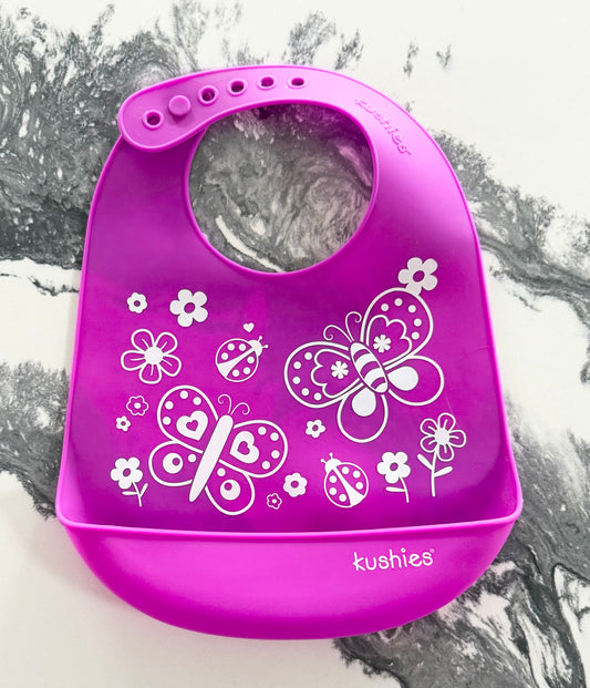 Kushies Purple Butterfly Silicon Bib