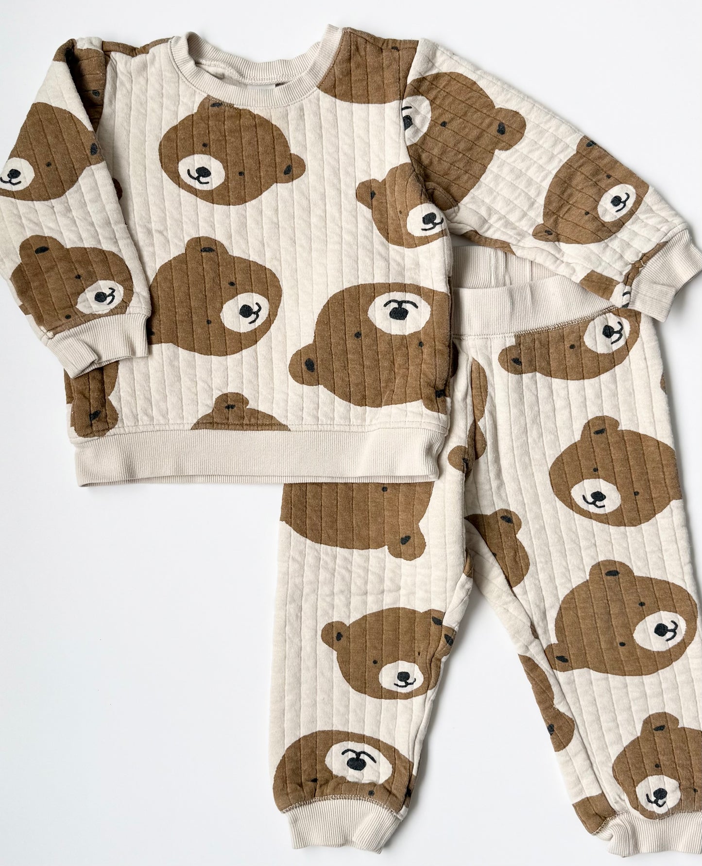 H&M White Bears Quilted Sweater & Pants Set (2-3 Years)