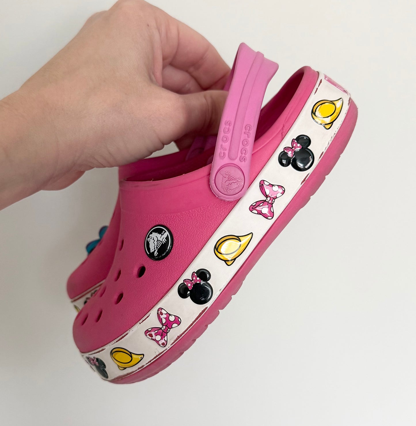 Crocs x Disney Pink Minnie Mouse Crocband Clog Slip Ons & Flower Jibbit (C10)