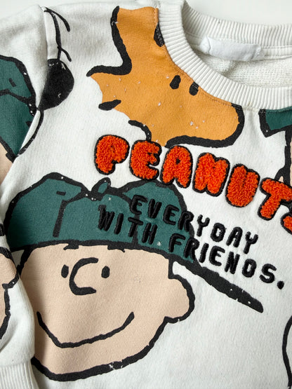 Zara x Peanuts White AOP “Everyday With Friends” Characters Crewneck Sweater (3-4 Years)