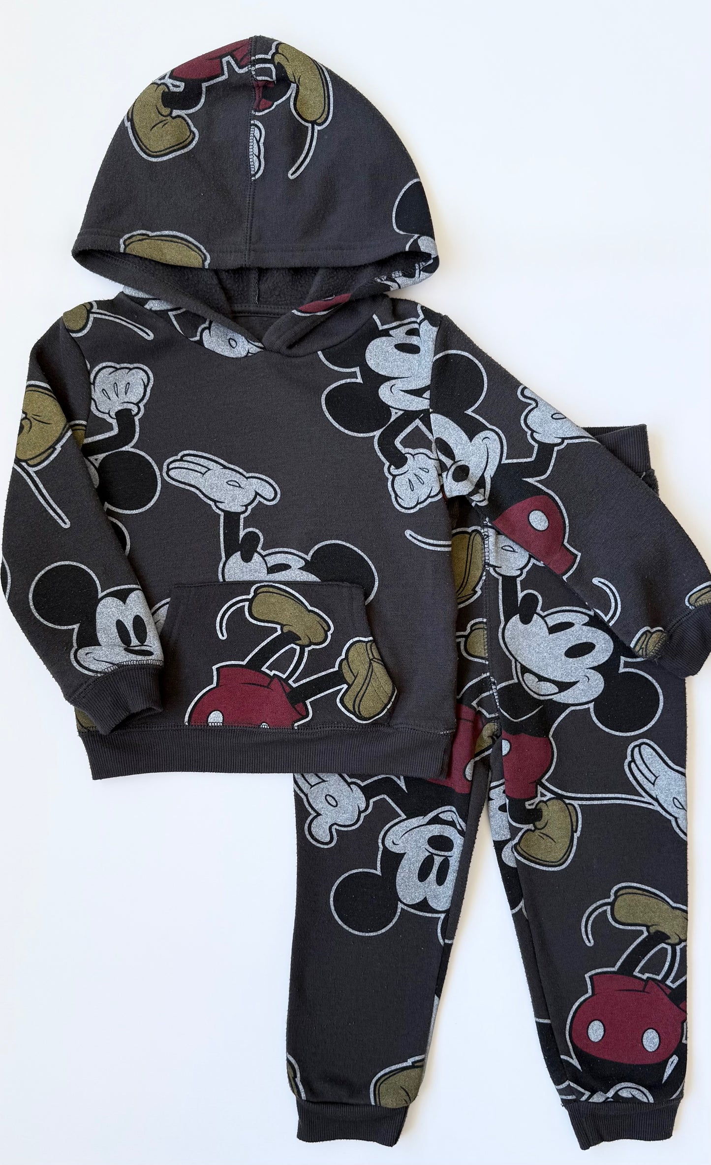 Disney Junior Mickey Dark Grey Mickey AOP Hoodie & Pants Set (3T)