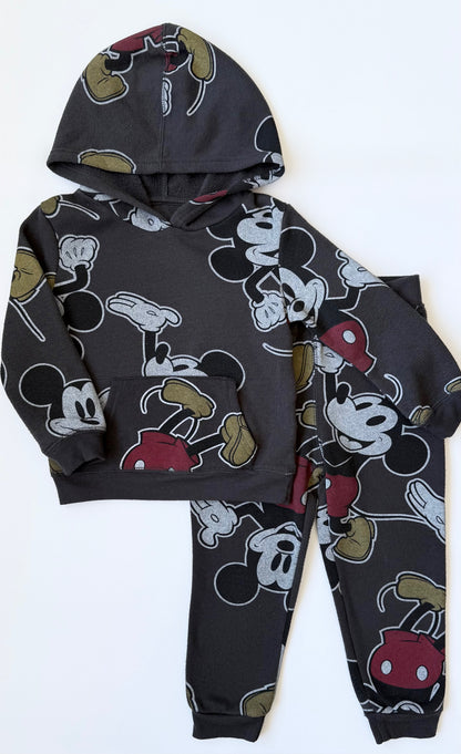 Disney Junior Mickey Dark Grey Mickey AOP Hoodie & Pants Set (3T)