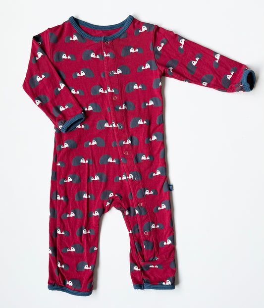 Kickee Pants Red Hedgehog Snap Sleeper Romper (3-6 Months)