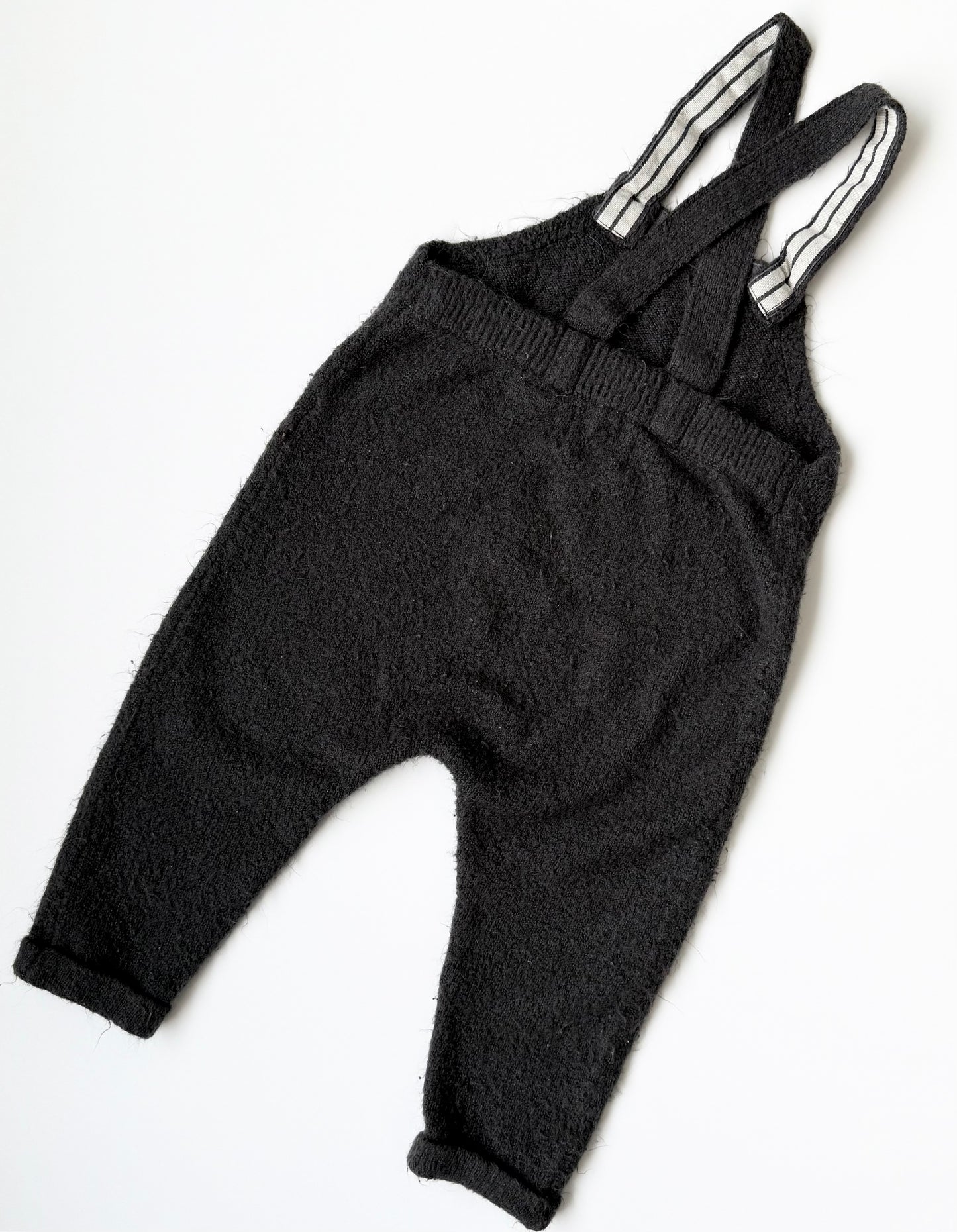Zara Dark Grey Fuzzy Knit “Always Joyful”Overalls (18-24 Months)