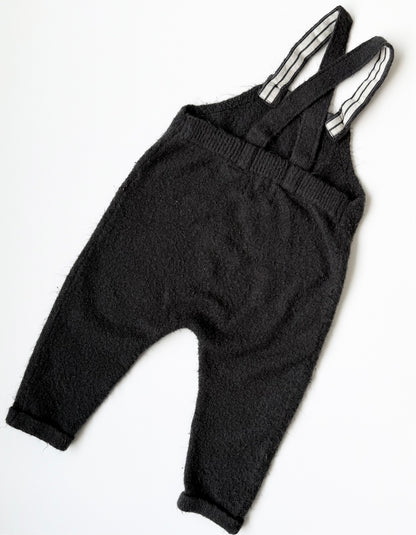 Zara Dark Grey Fuzzy Knit “Always Joyful”Overalls (18-24 Months)