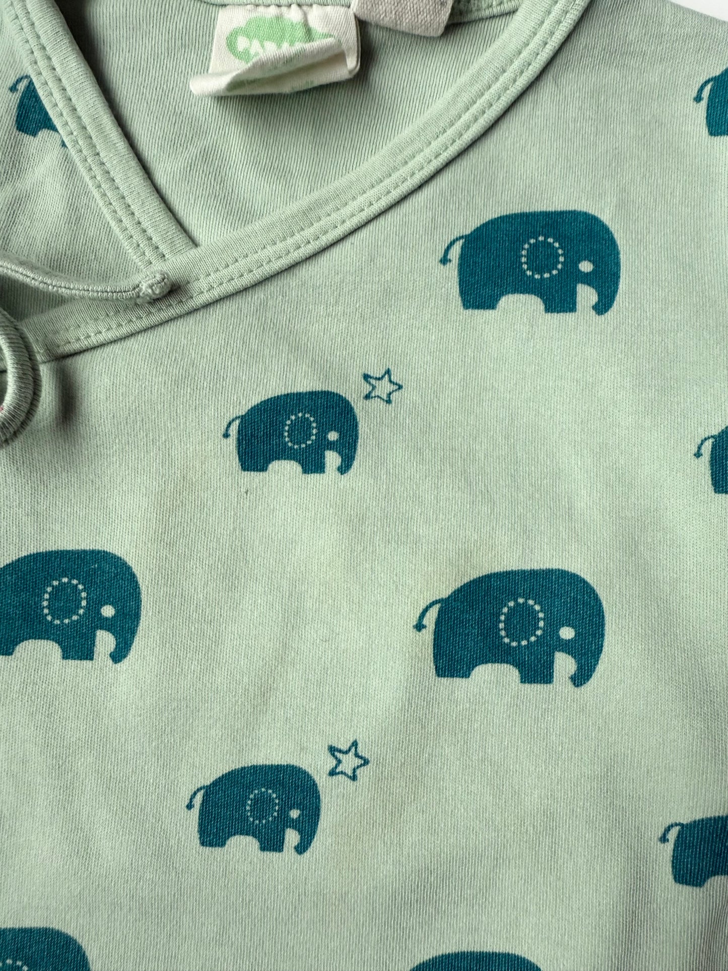 Parade Organics Green Elephants Kimono Wrap Dress (2T)