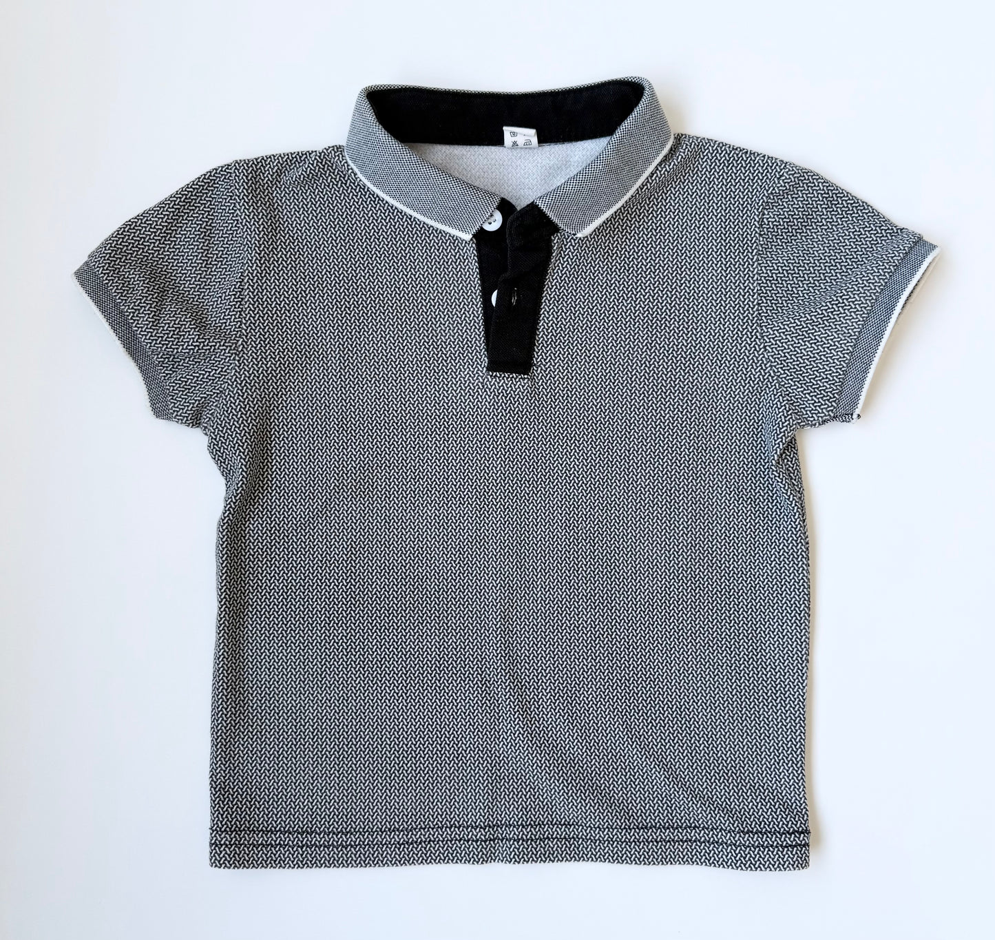 Power Bear White & Black Patterned Collared Button Front T-Shirt (3T)