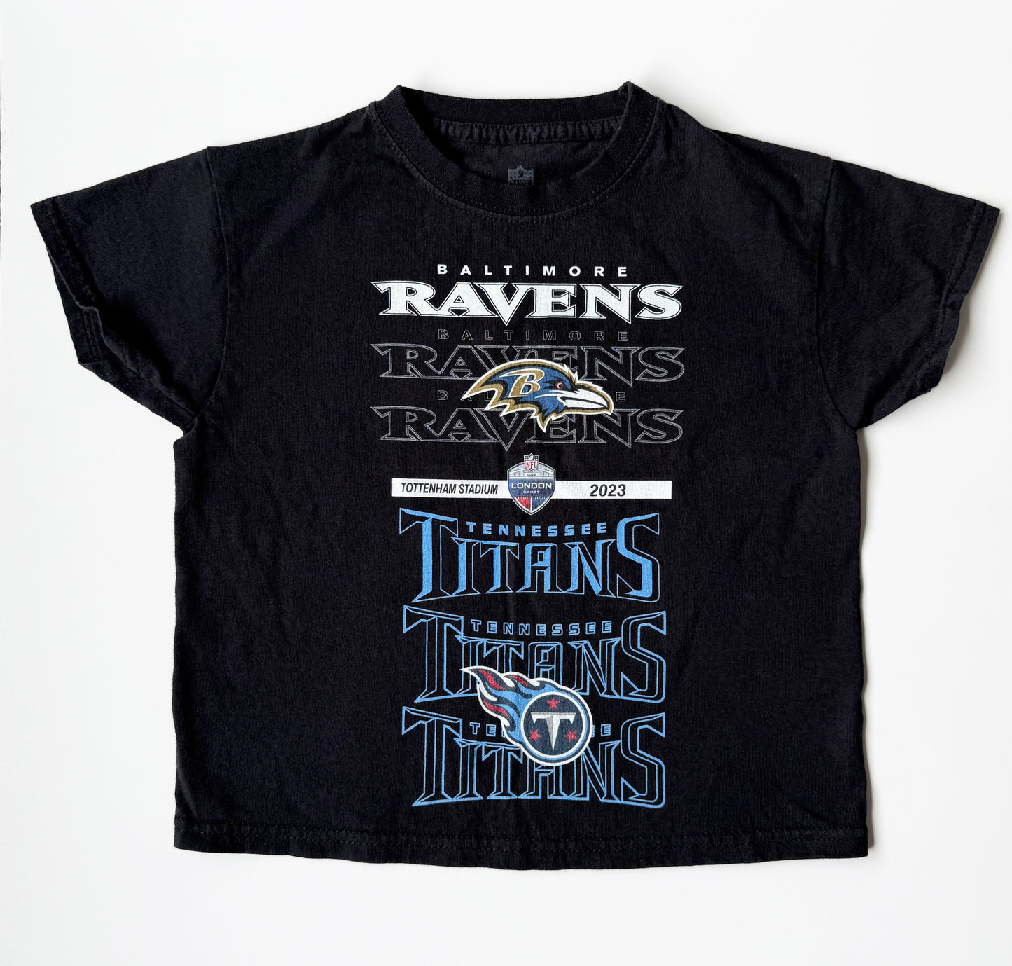 NFL Black 2023 London Games Football Ravens VS. Titans T-Shirt (3-4 Years)