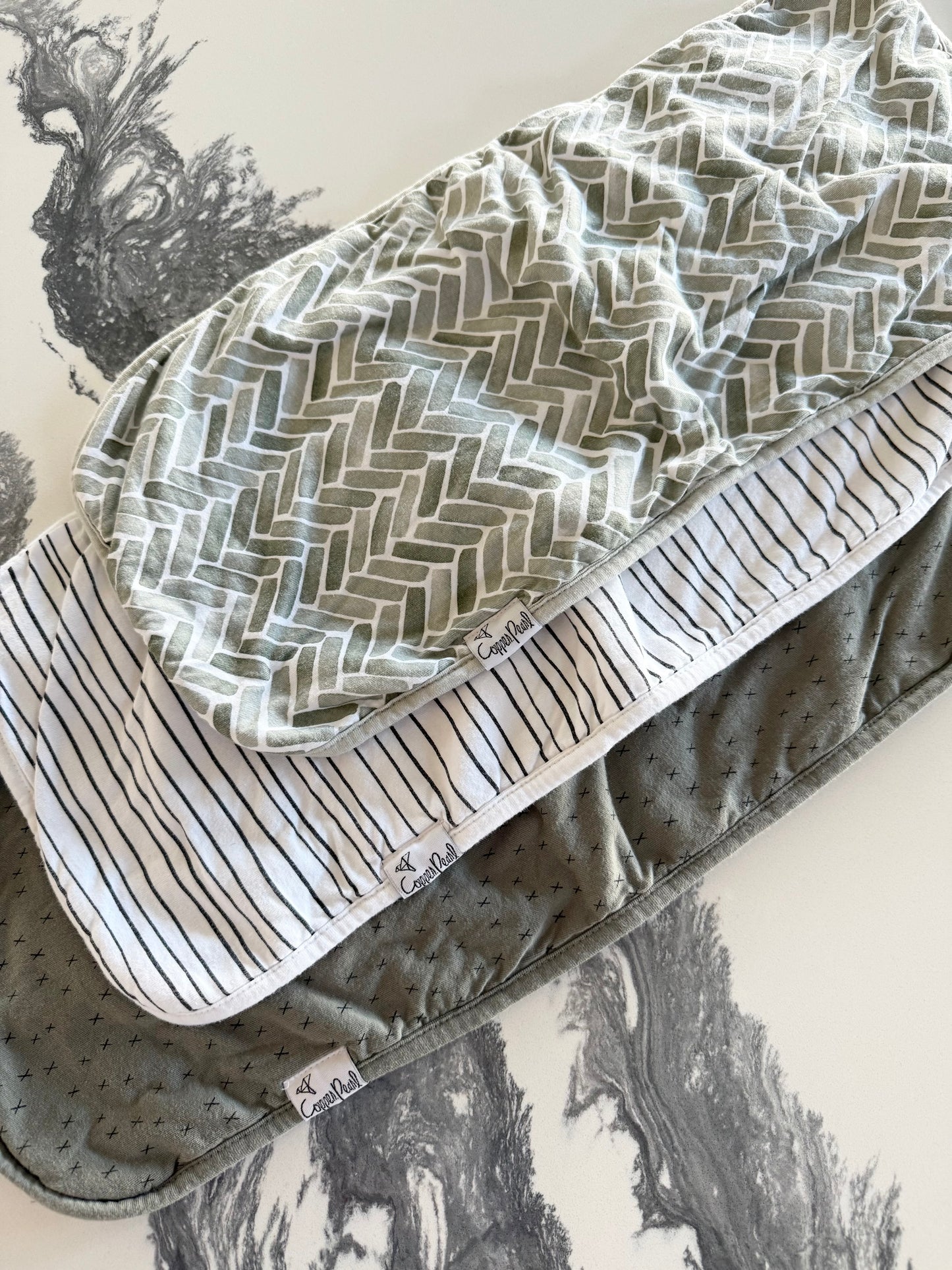 Copper Pearl Baby Burp Cloths Lot