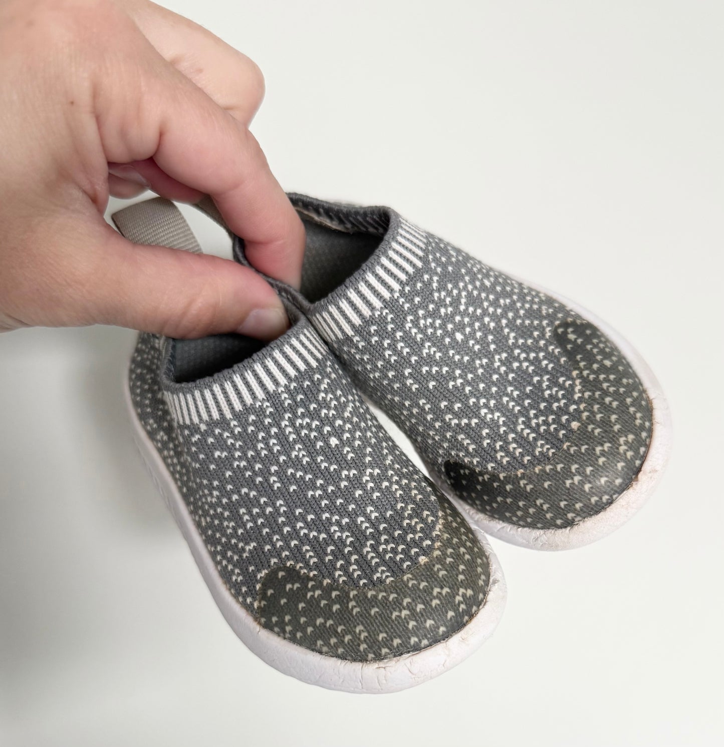 Minimoc Grey & White Knit Speckled Stretch Slip On Sneakers (5)