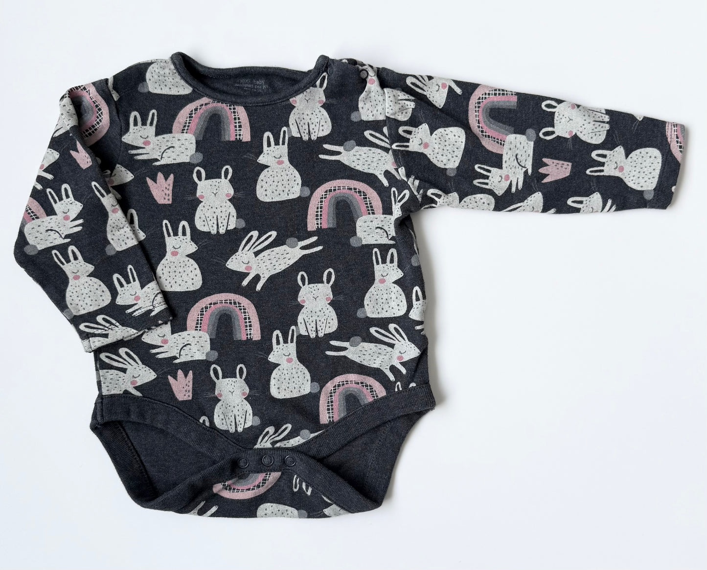 Next Baby Grey Bunnies Long Sleeve Bodysuit (12-18 Months)