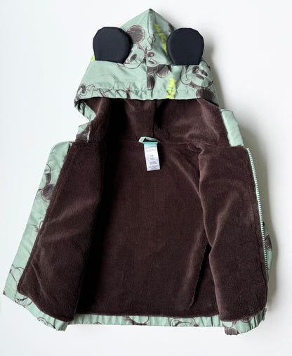 Disney Baby Green AOP Mickey Fleece Lined Windbreaker (18 Months)
